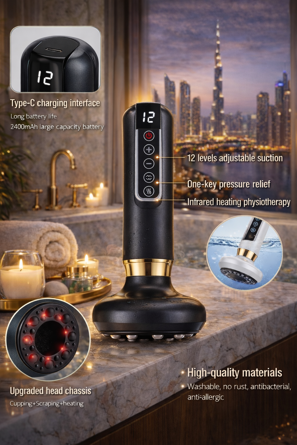 Luméra Sculpt™ Pro – Electric Cupping & Gua Sha Lifting Device for Face & Body Sculpting